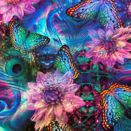 Butterfly & flowers - Trikåtyg