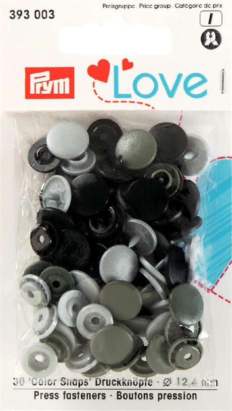 Love Color Snaps blandade gråa 30 st