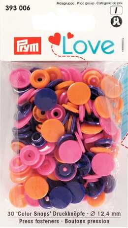 Love Color Snaps blandade Lila, Cerise och orange 30 st