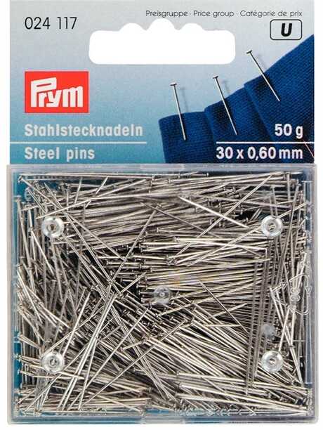 PRYM - Knappnålar storlek: 0,60x30 mm asken innehåller ca 50 gram.