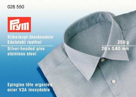 PRYM - Silver huvud Pins 26 x 0,60mm 250 g.