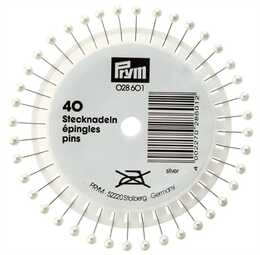 PRYM - Pärlemoknappnålar SILVER FÄRG extra långa 0,58x40 mm