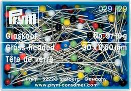 PRYM - Pin glashuvud 30 x 0,60 mm olika färger 10 gram
