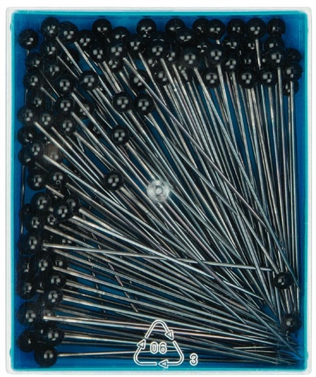 Pin glashuvud 48 x 0,80 mm Svarta 30 gram