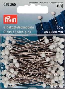 PRYM - Pin glashuvud 48 x 0,80 mm Vit 30 gram No.2