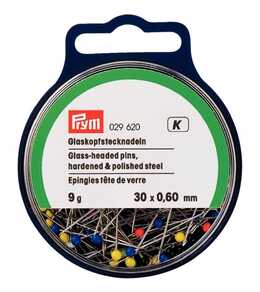 PRYM - Pin glashuvud 30 x 0,60 mm olika färger 9 gram