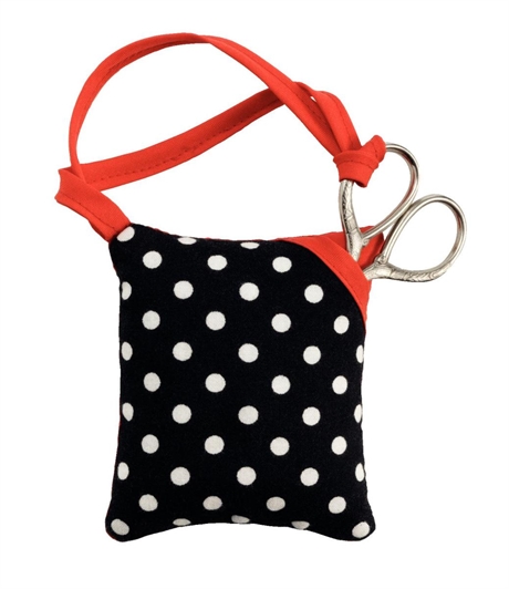 Polka Dots svart/vit Nåldyna och saxhållare