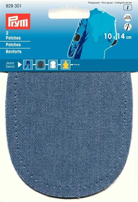 PRYM - Laglapp Jeans medium blå 14x10 cm 2-pack
