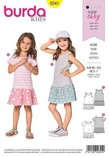 9341. Burda - CHILD'S SUMMER JERSEY DRESSES