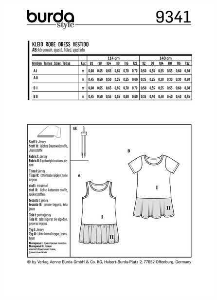 9341. Burda - CHILD'S SUMMER JERSEY DRESSES