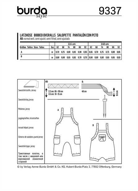 9337. Burda - BABY'S BIDDED TROUSERS