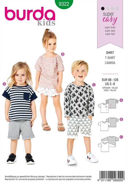 9322. Burda - BURDA STYLE PATTERN CHILD'S TOP