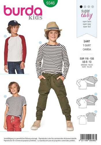 9346. Burda - CHILD'S RAGLAN TOPS