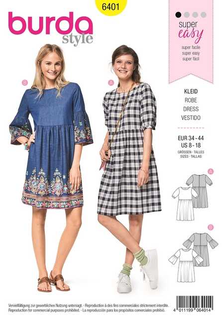 6401. Burda - WOMEN'S SWING DRESS WITH SLEEVE VARIATIONS