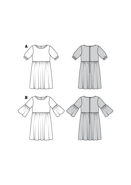 6401. Burda Dam -WOMEN'S SWING DRESS WITH SLEEVE VARIATIONS