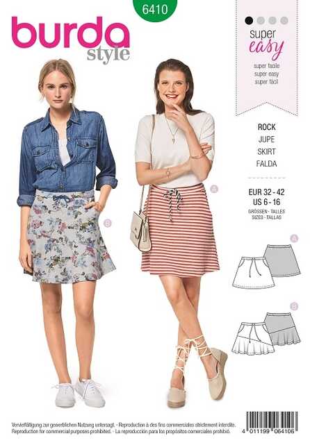 6410. Burda Dam - WOMEN'S FLARED SKIRTS WITH POCKETS