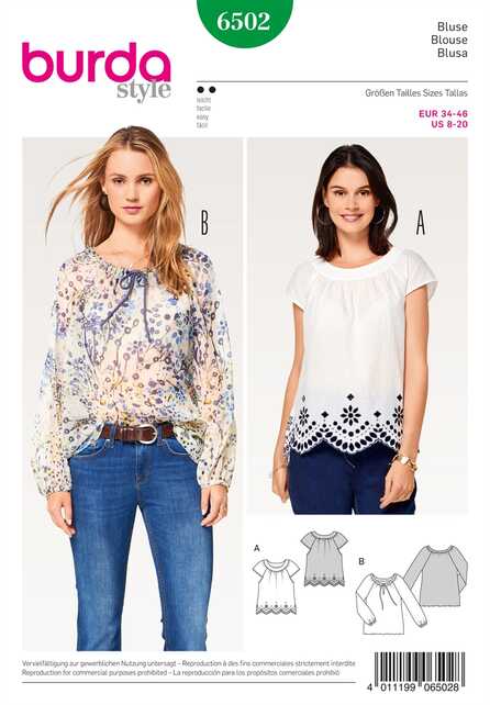 6502. Burda Dam - WOMEN'S' PEASANT BLOUSES