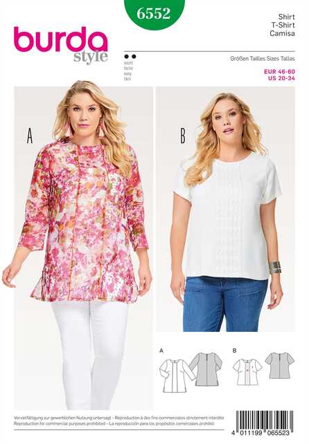 6552. Burda Dam - WOMEN'S BLOUSE PLUS SIZES