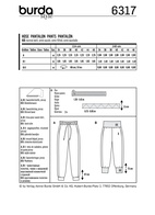 6317. Burda Dam - BURDA STYLE PATTERN MISSES' JOGGING PULL ON PANT