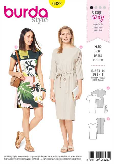 6322. Burda Dam - BURDA STYLE PATTERN MISSES' DRESS.