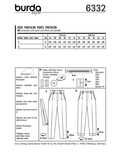 6332. Burda Dam - BURDA STYLE PATTERN MISSES' HIGHWAISTED PANTS