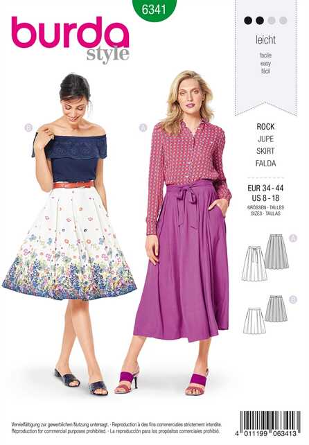 6341. Burda Dam - BURDA STYLE PATTERN MISSES' INVERTED PLEAT SKIRT