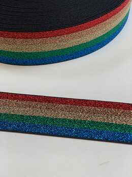 Resår Glittrig regnbågsrand bred