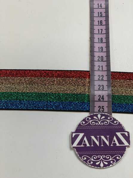 Resår Glittrig regnbågsrand bred