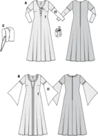 7468. Burda Dam - DRESS & BONNET MIDDLE AGES