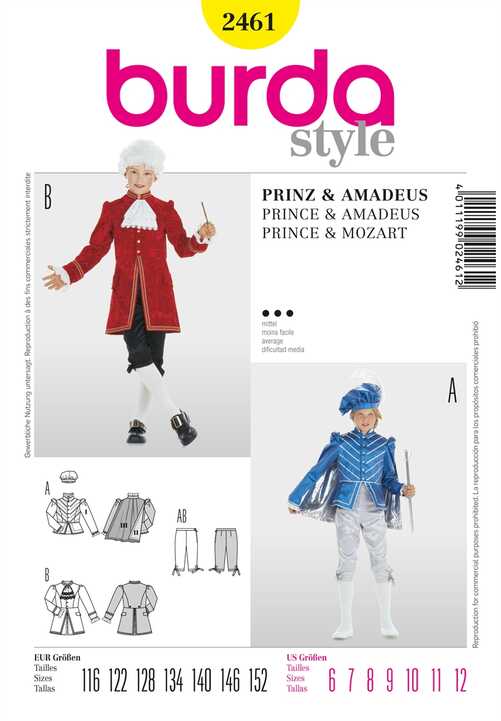 2461. Burda Barn -  PRINCE & MOZART COSTUME