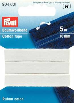 PRYM - Bomullsband 10 mm vit, 5M
