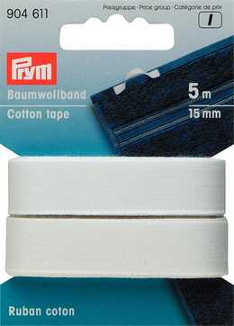 PRYM - Bomullsband 15 mm VIT, 5M