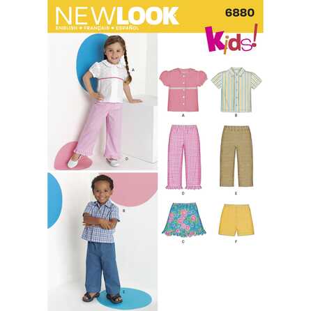 New Look 6880 - Byxa Kjol Skjorta Shorts - Baby Flicka Pojke