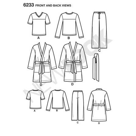 New Look 6233 - Top Byxa Pyjamas - Dam Herr