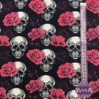 Trikåtyg Roses & Skulls - Zelected By ZannaZ