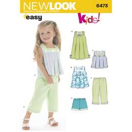 New Look 6473 - Klännning Top Byxa Shorts - Baby Flicka