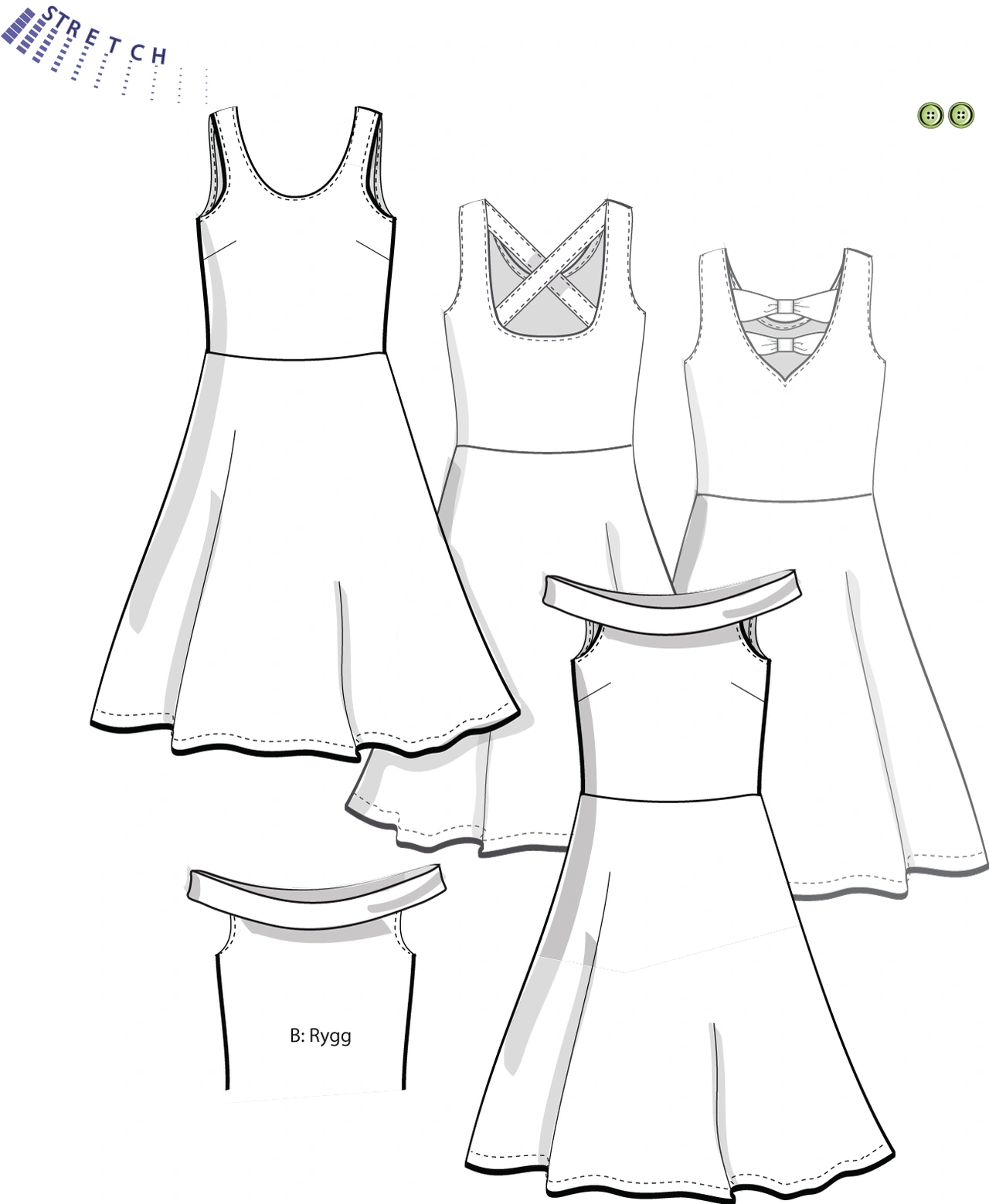 Klänning Lilja för stretchjersey 1H16, 34-46