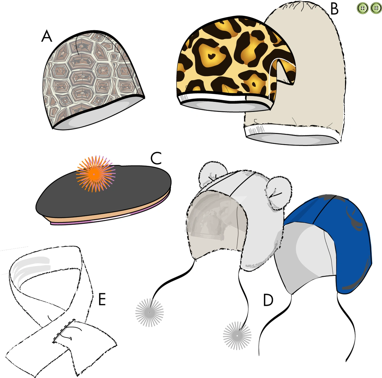 Mössor och halsduk 2H08, S - L