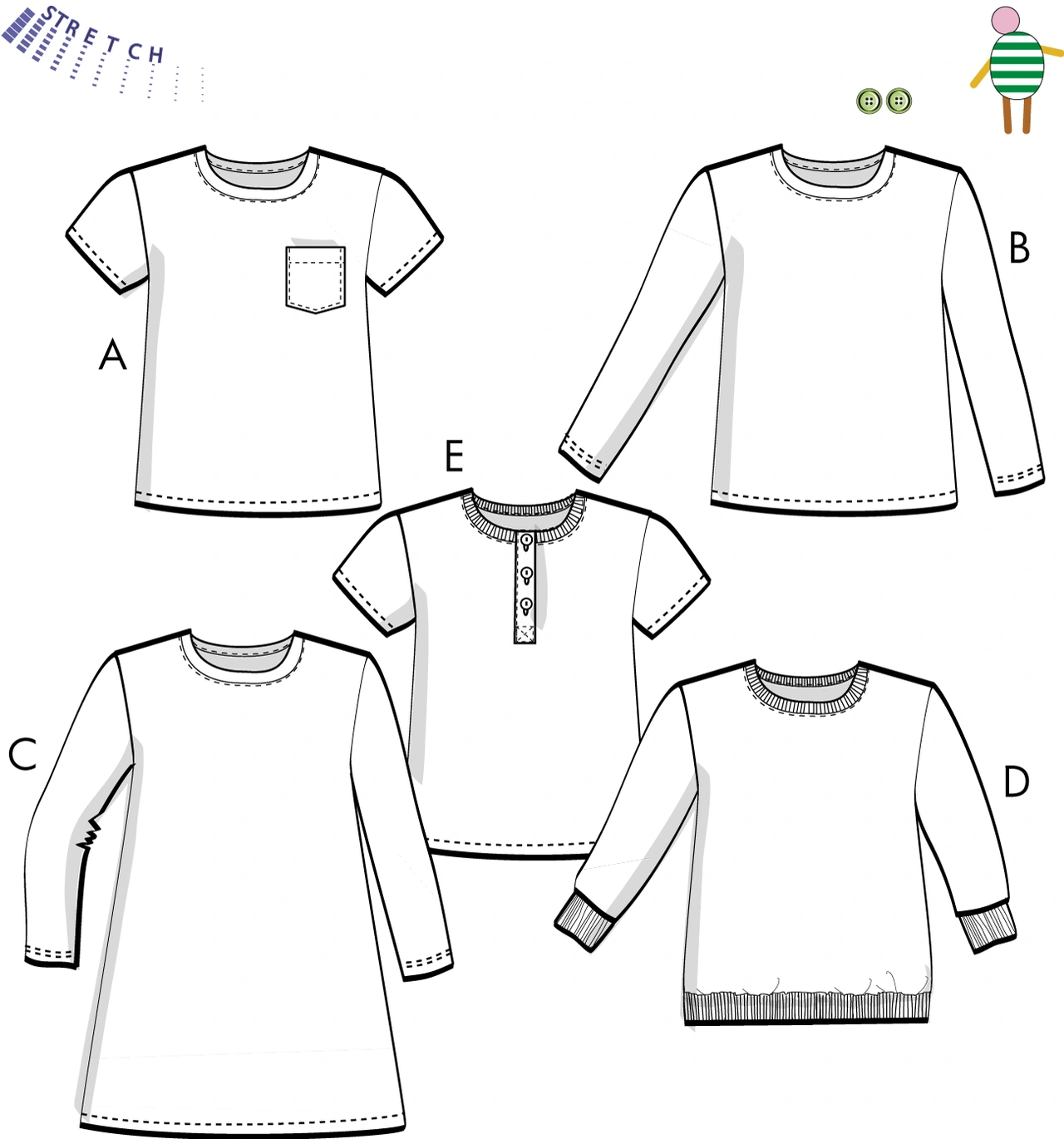 T-shirt/tröjor/klänning Charlie 2V16, st. 92-130 cl