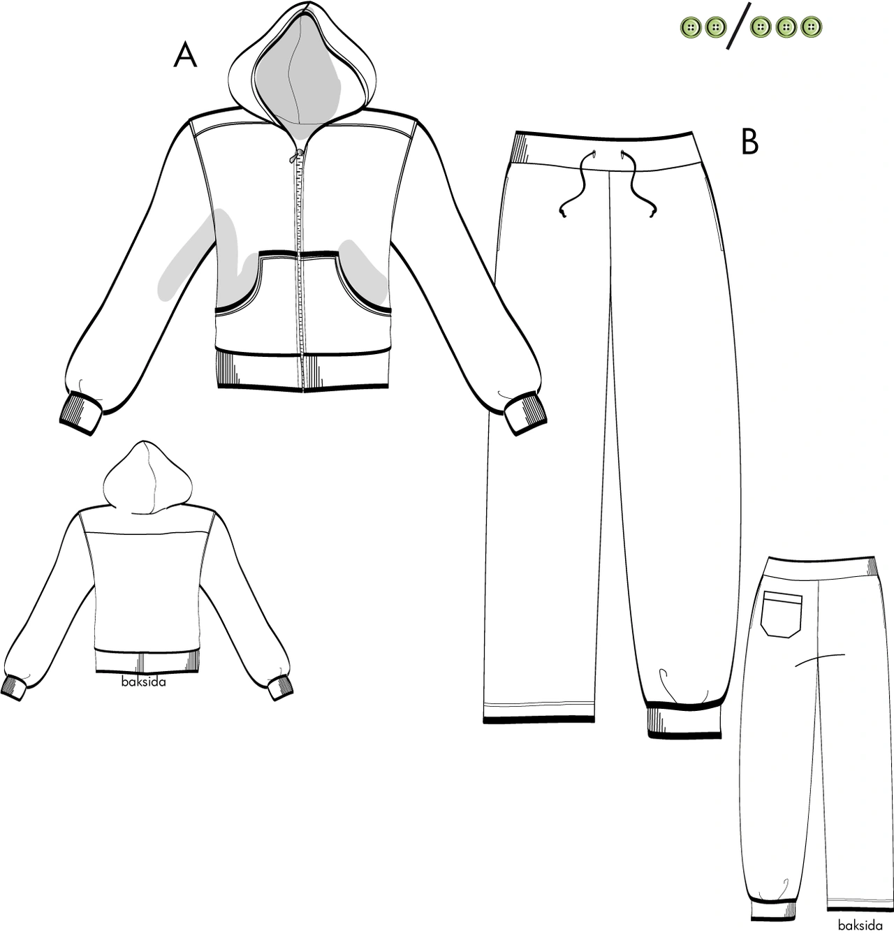 Hoodie / byxa 4V04, 36-46