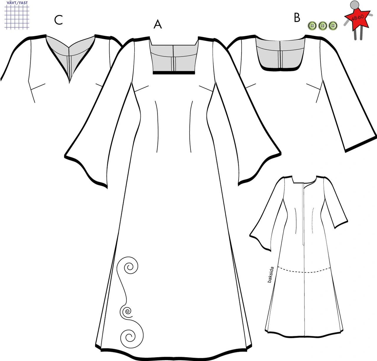 Klänning 5H02, 36-46