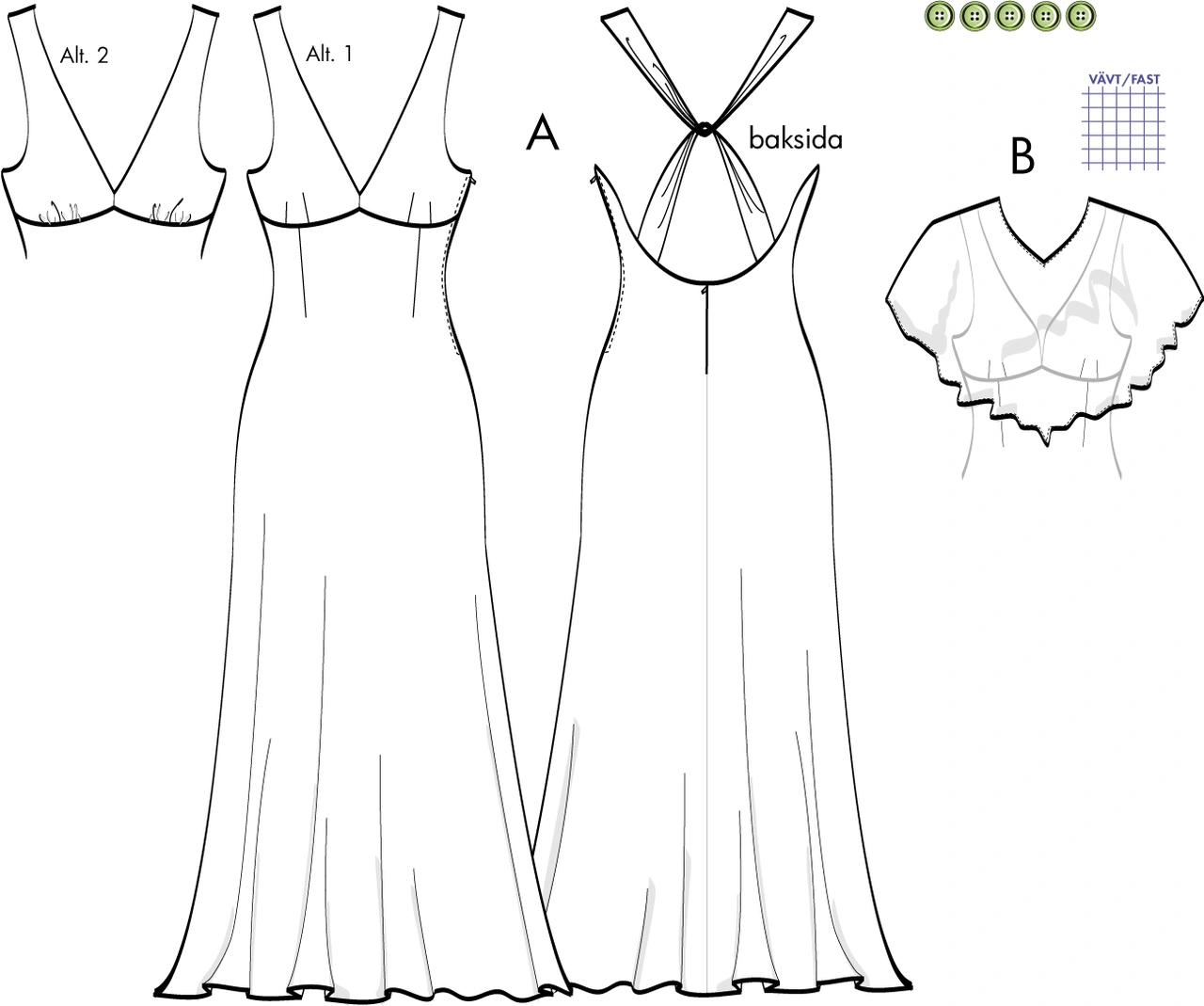 Långklänning och festponcho 9V06, 36-46