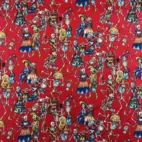 Dansande skelett, röd, cinco de mayo - Bomulls tyg