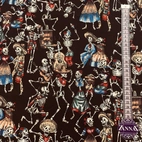 Dansande skelett, svart, cinco de mayo- Bomulls tyg