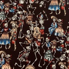 Dansande skelett, svart, cinco de mayo- Bomulls tyg