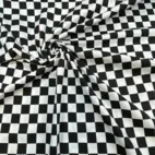 Svart/vit ruta, stor - Trikåtyg