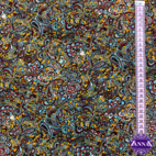 Paisley, ocra - Crepe Georgette