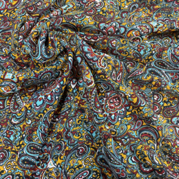 Paisley, ocra - Crepe Georgette