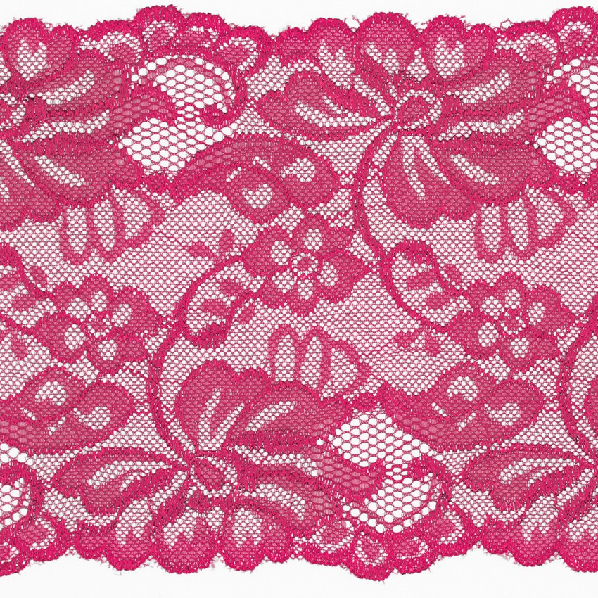 Fuschia - Elastisk spets, 15cm