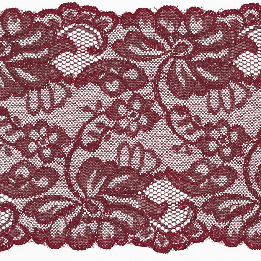 Bordeaux - Elastisk spets, 15cm